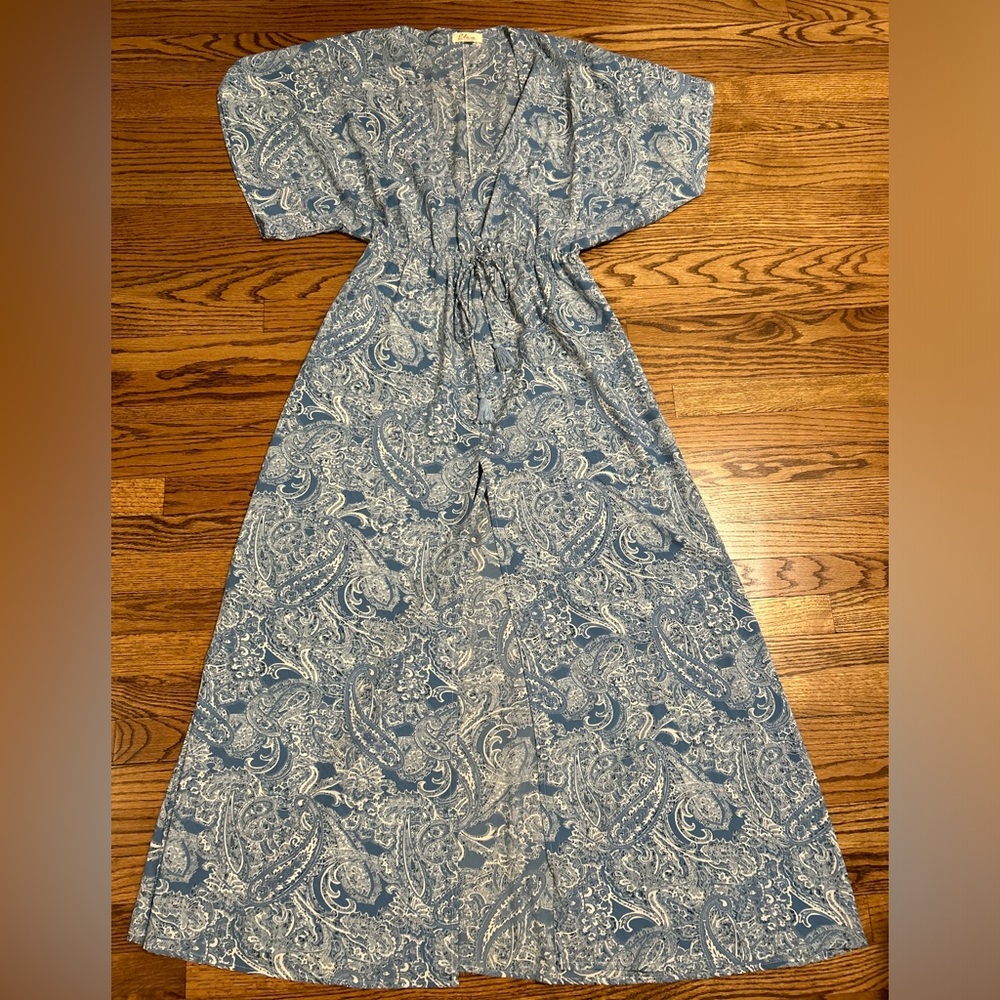 Blue Paisley Kaftan / Pool Cover Up